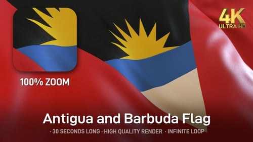 Realistic Waving Flag of Antigua and Barbuda Seamless Loop Animation