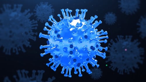 Rotating 3D Blue Virus Cell Microbiology Animation