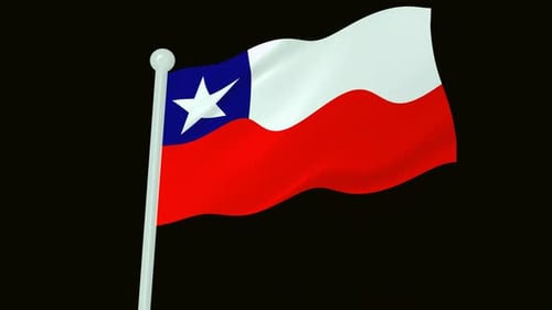 Waving Flag of Chile on Black Background