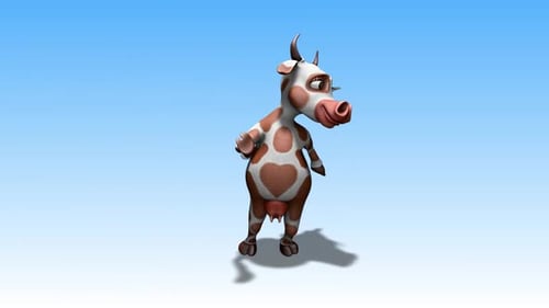 3D Cartoon Cow Waving and Dancing Animation
