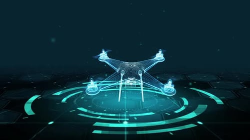 Futuristic Hologram Drone Digital Network Animation