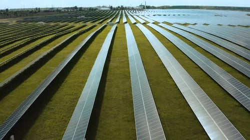 Top View of a Solar Power Station Renewable Energy Solar Panels