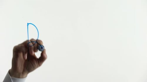 Hand Writes 'Benefit' on White Surface