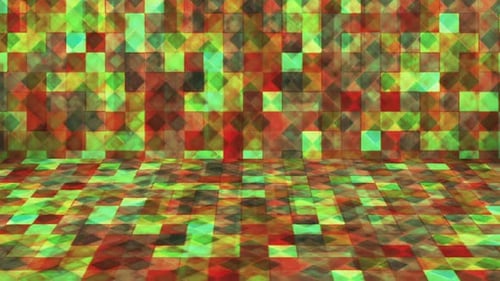 Abstract Geometric Tiled Wall and Floor Color Shifting Background
