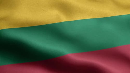 Lithuania National Flag Waving Realistic Loop