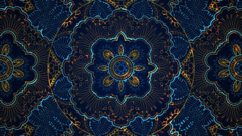 Abstract Neon Mandala Pattern Loop Background