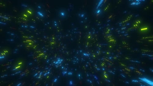 Futuristic Digital Data Stream Tunnel Background Loop