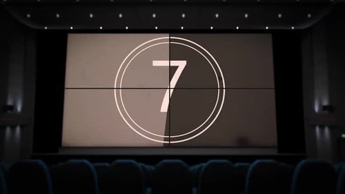 Countdown Film on the Cinema Screen in the Movie Theater