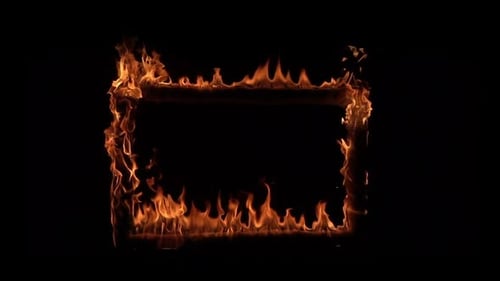 Fiery Flames Form Burning Rectangular Frame on Black