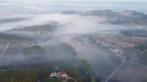 Hills Aerial View with Fog Mist