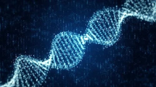 Futuristic Digital DNA Helix Animated with Binary Code