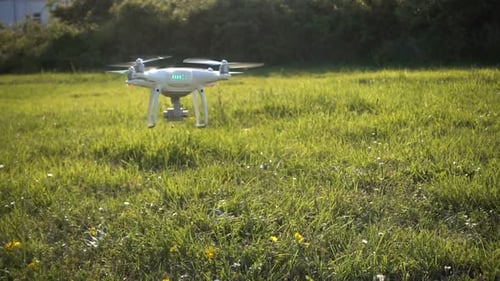 Drone Flies Away Outdoors