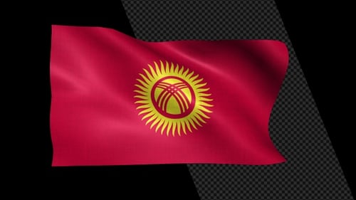 Waving Kyrgyzstan National Flag Realistic Animation