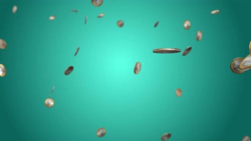 Realistic 3D Animated Falling Euro Coins
