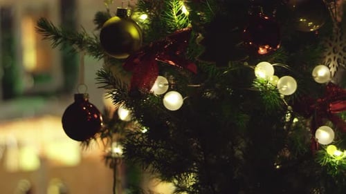 Festive Christmas Tree Ornaments with Warm Lights