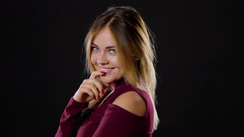 Smiling Woman Posing with Blond Hair