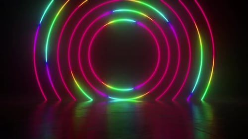Circle stage multicolored neon light