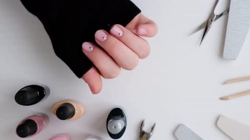 Manicured Hand Showing Off Nail Design