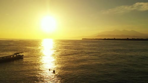 Aerial top down texture of relaxing resort beach vacation by blue sea and white sand background of a