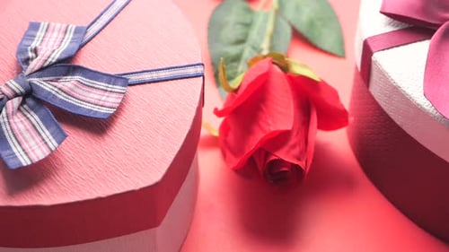 Close Up of Heart Shape Gift Box on Table