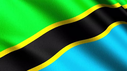 Waving Tanzanian Flag Close-Up