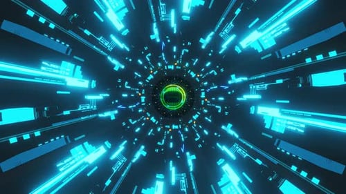 Rotating Particles and Flashing Light on Red Background Loop