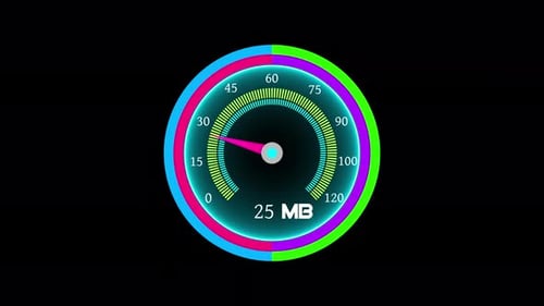 Neon Digital Data Transfer Speed Gauge Animation