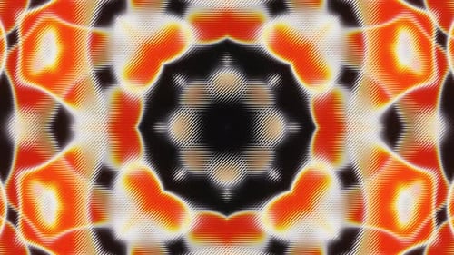 Animation transparente de kaléidoscope de fleurs abstraites orange