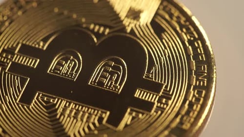 Bit Coin Close Up. Gold Bitcoin Btc