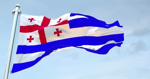 Realistic Adjara Flag Waving on Flagpole Loop