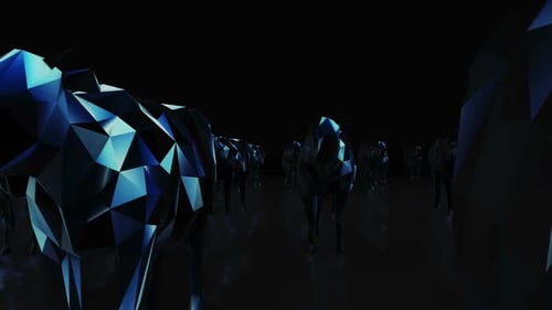 Abstract Geometric Animals Herd Walking Loop
