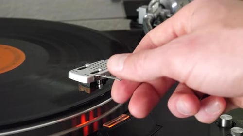 Vintage Tone Arm Playing Vinyl Record
