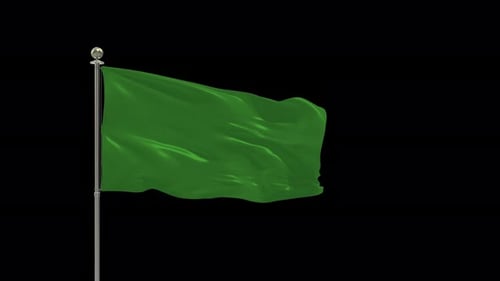 Realistic Green Flag Waving Loop with Alpha Channel