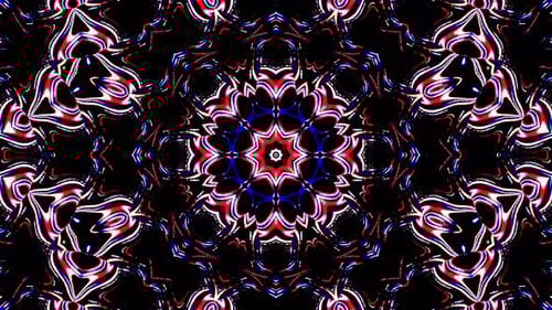 Abstract Glowing Neon Geometric Kaleidoscope Background