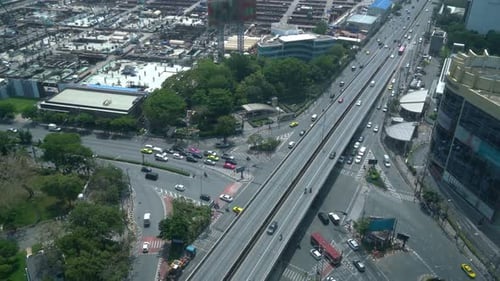 Busy Highway Road Junction in Metropolis City Center