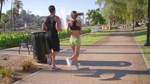 Jogging Slow-Motion Athletic Couple Workout
