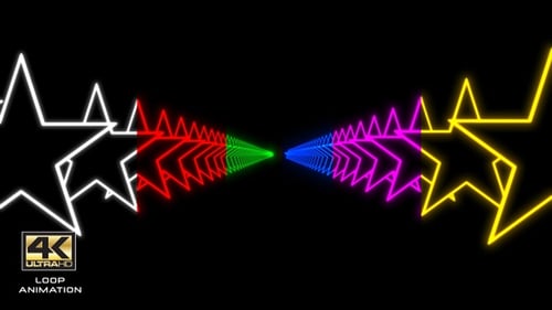 Seamless Loop Neon Star Tunnel Background Animation