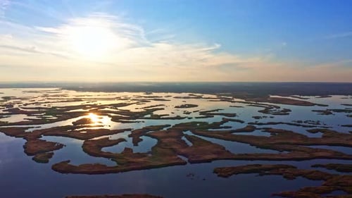 Irresistible Floods on the Samara River on the Dnieper in the Evening Light