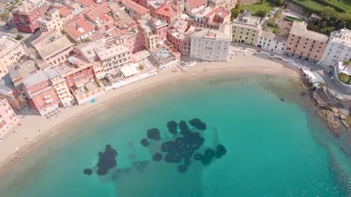 Aerial Shot. Sestri Levante, a Beautiful Town on the Ligurian Coast in Italy. City Landscape