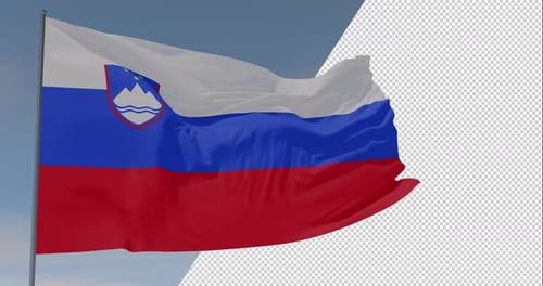 Realistic Waving Slovenia Flag with Alpha Channel