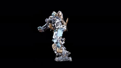 Futuristic 3D Robot Character Performing Dynamic Movements