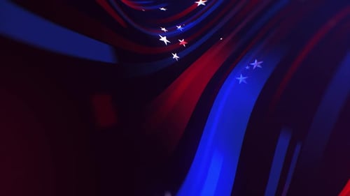 Abstract Patriotic Stars and Flowing Ribbons Background