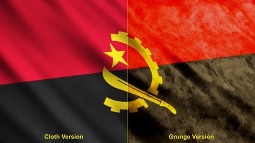 Waving Angola Flag with Distressed Grunge Texture