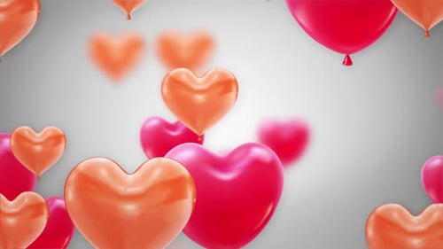Glossy Pink and Orange Heart Balloons Loop