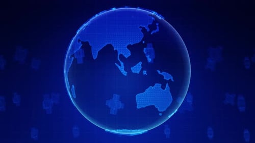 Digital Earth Globe Rotation with Futuristic Tech Elements