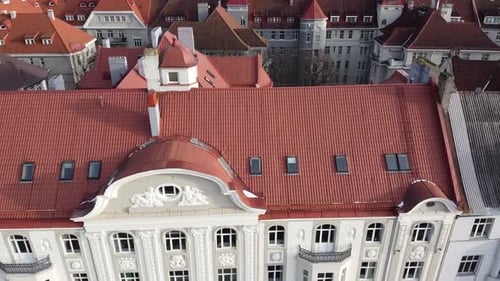 Roof tops drone aerial old town city view