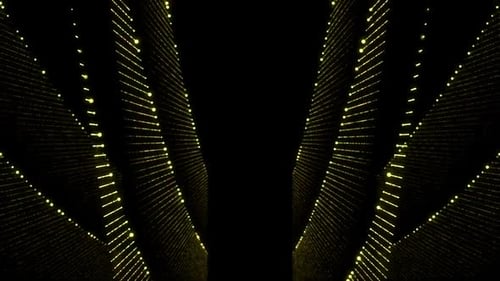 Abstract Golden Dotted Lines Moving Digital Tunnel Background