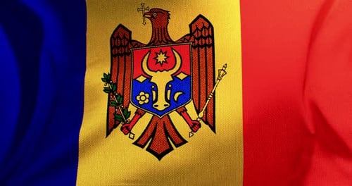 Waving Flag of Moldova with Realistic Fabric Texture