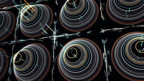 Rings on space background, seamless loop