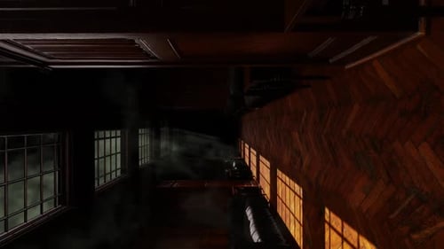 Eerie Old Hallway Animation with Dynamic Moonlight and Dust